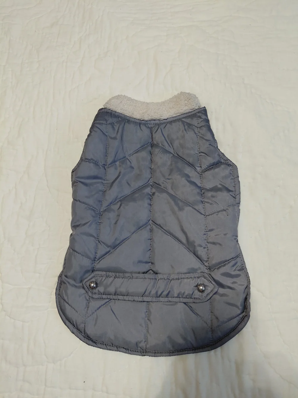 Sherpa-Trim Quilted Dog Vest — Gray